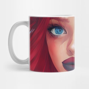 Red-Haired Girl with Messy Beautiful Hair Artwork Mug